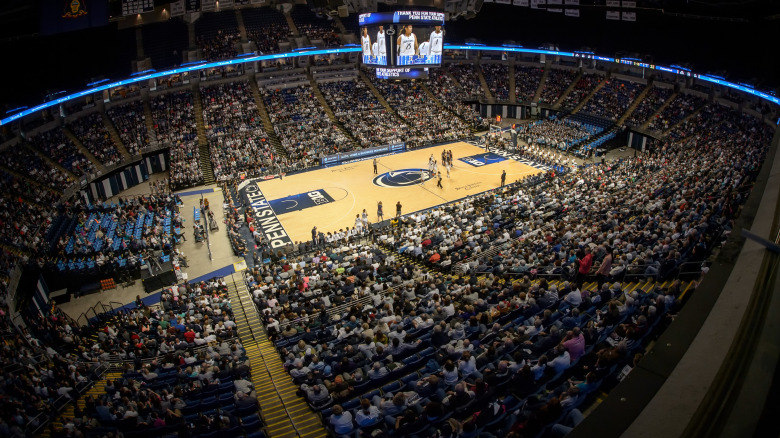 View of basketball court at Bryce Jordan Center