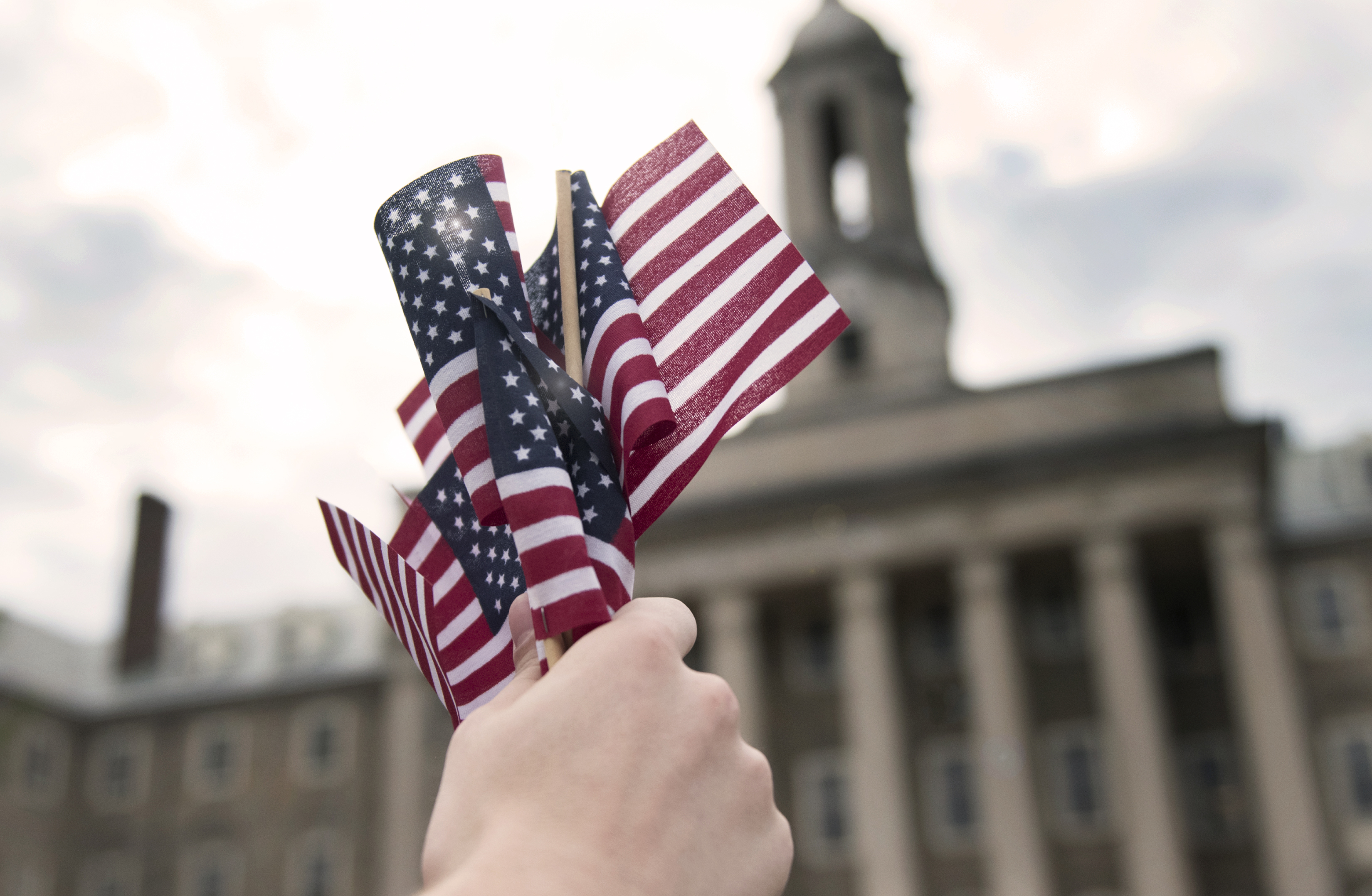 flags at Old Main