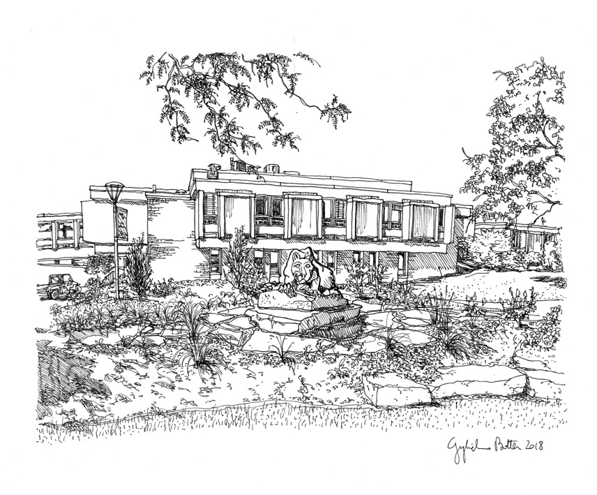 Pen and ink sketch of New Kensington campus