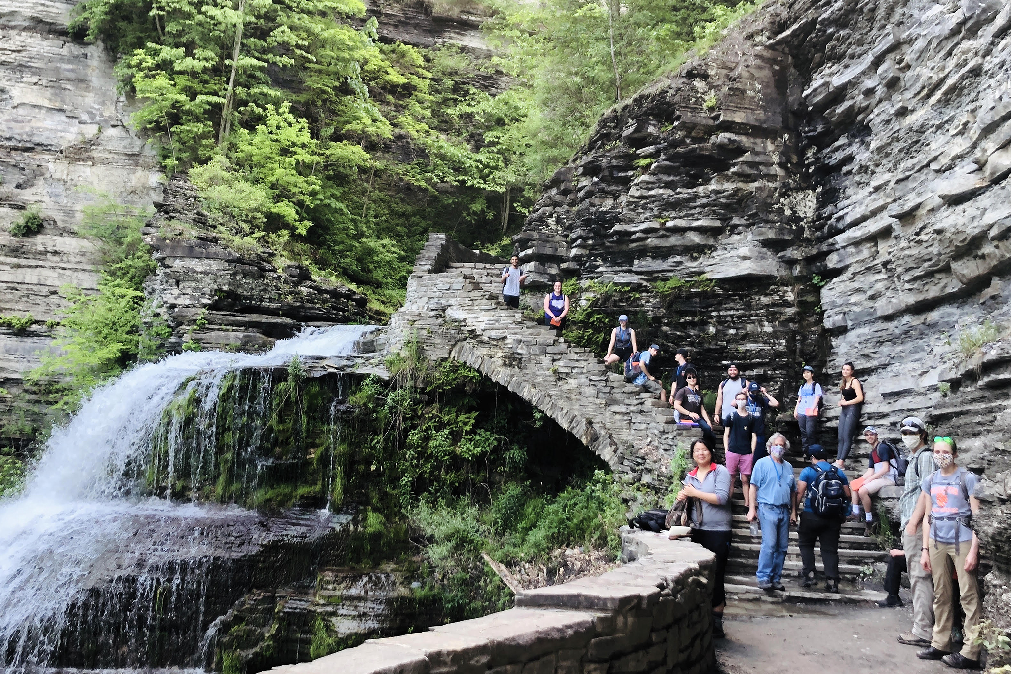 During a recent field camp experience, students hike in beautiful Buttermilk Falls State Park, New York, to investigate sedimentary structures and the impact of jointing on bedrock river incision. 