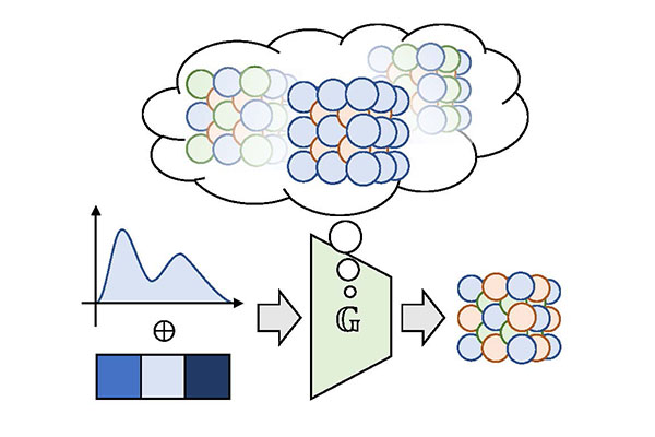 This image depicts a generative adversarial network creating new alloy compositions 