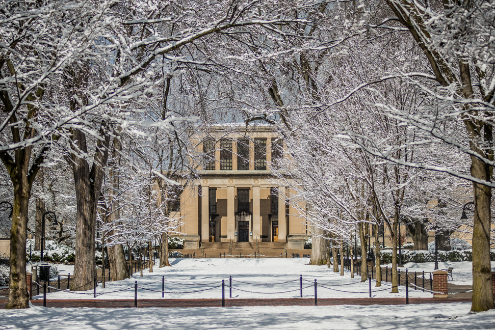 University Park campus in snow