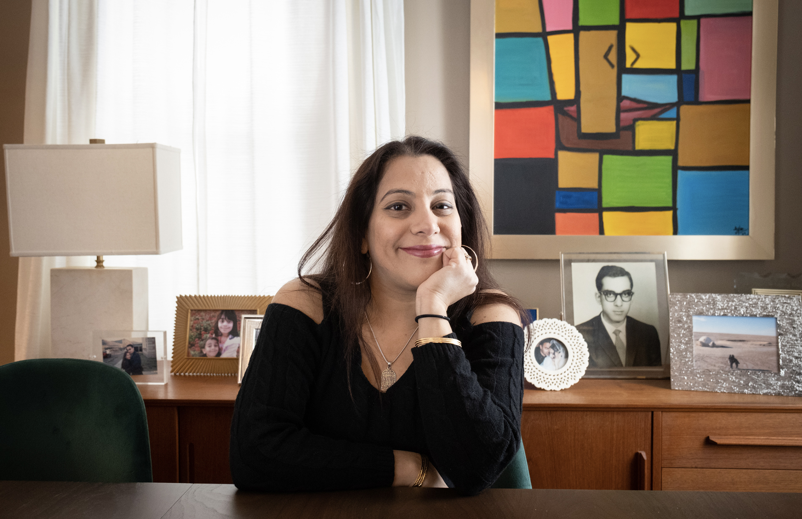 Shaheen Pasta portrait at her home desk