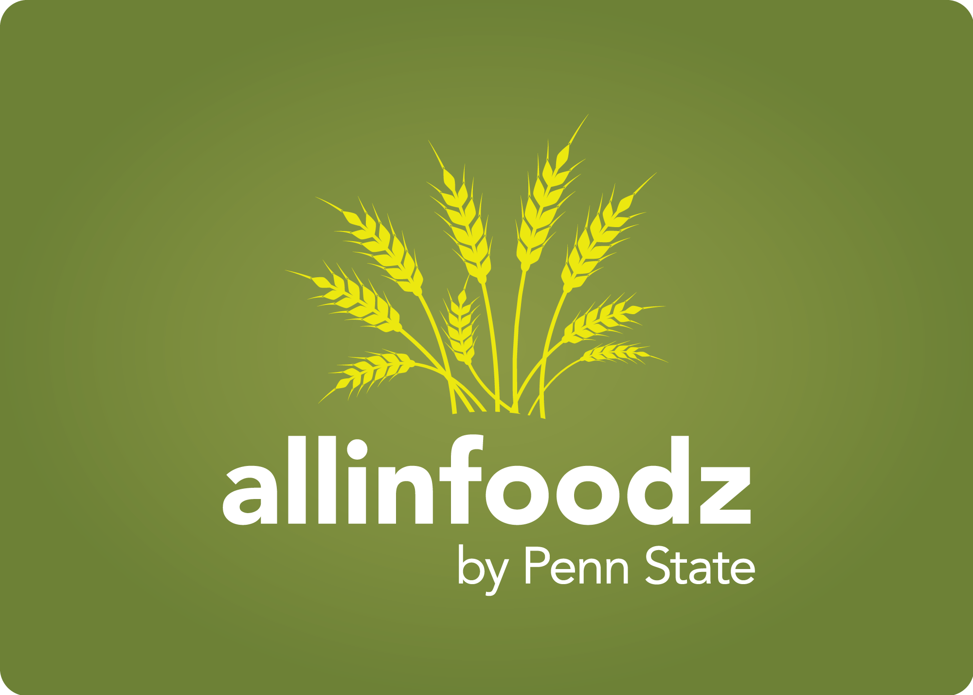 Allinfoodz by Penn State podcast logo with several silhouetted stalks of wheat