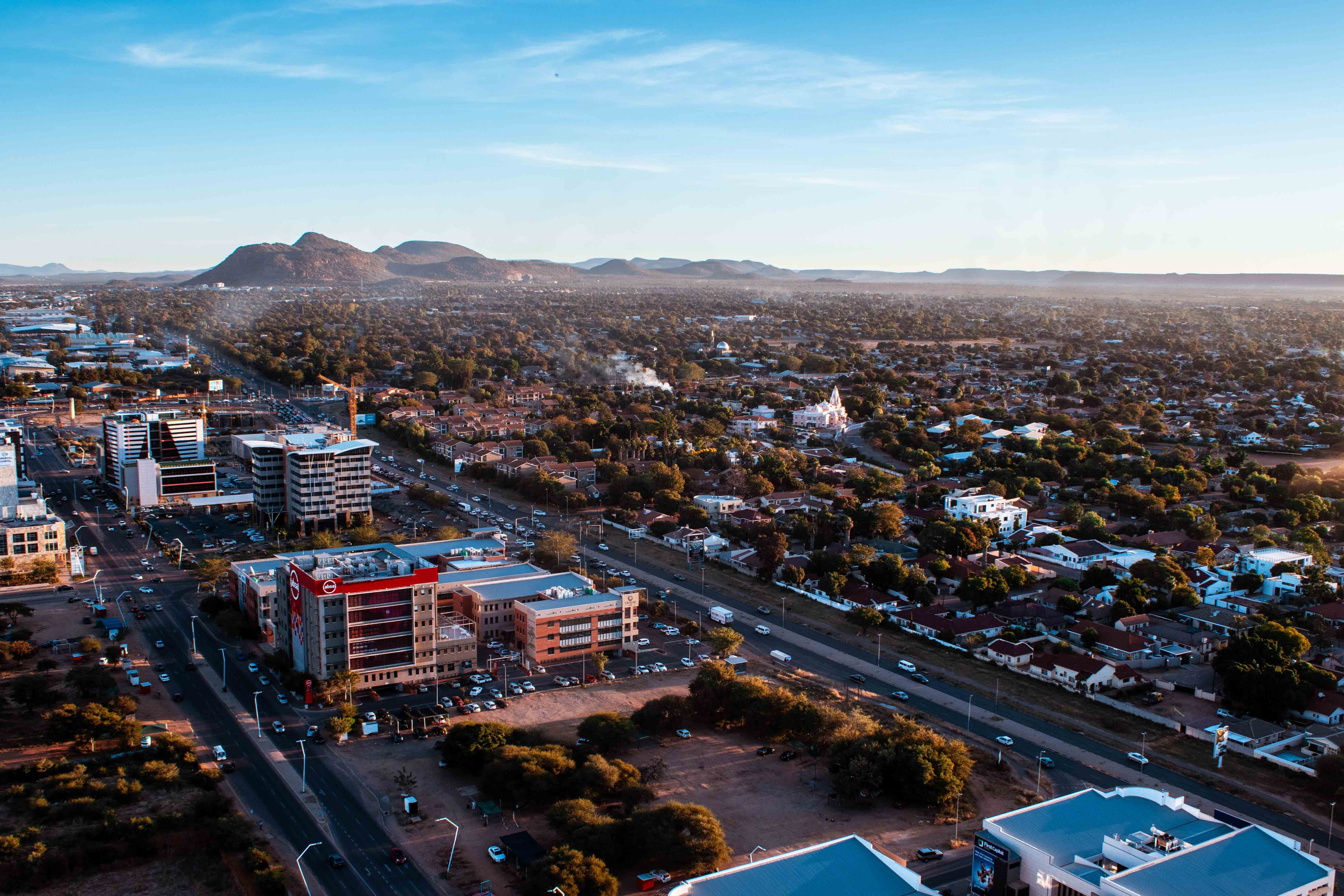 Aerial image of city in Botswana