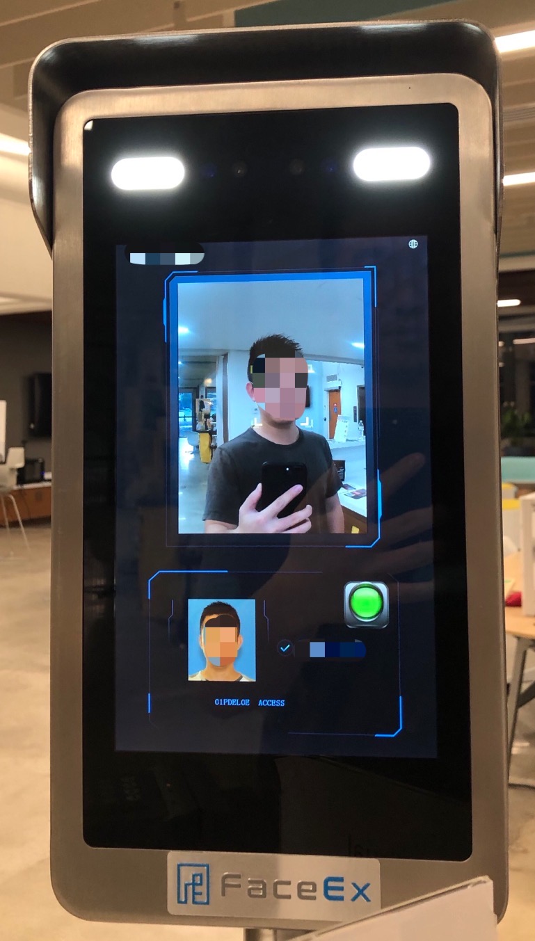 An individual's image captured using facial recognition technology at the entry point to access a public space