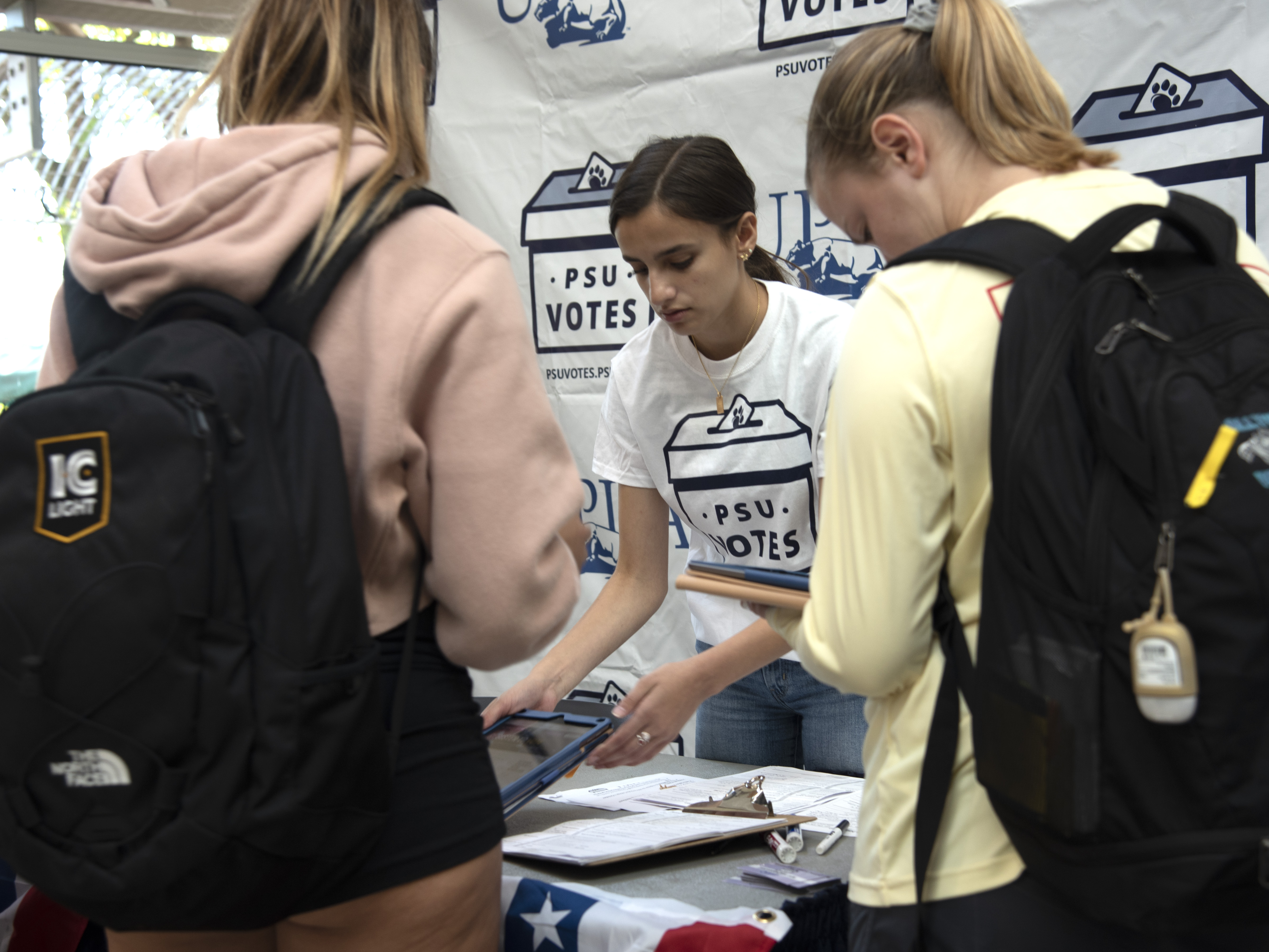 Students registering to vote