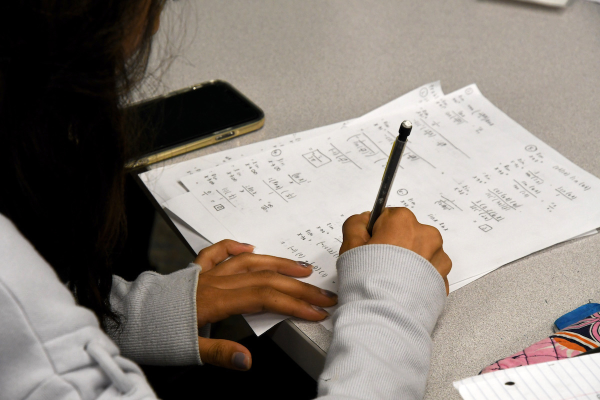 Student working on math problems