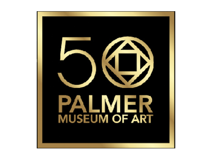 Palmer Gala logo in black and gold with the words 50 Palmer Museum of Art