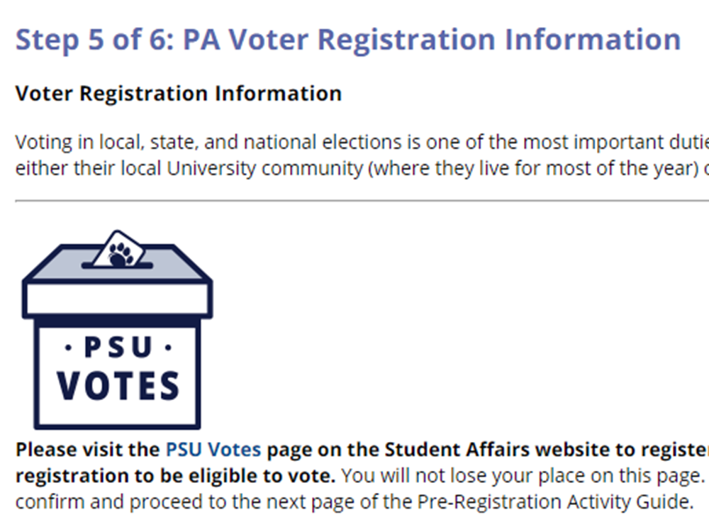 Voter registration feature, PSU Votes information now on LionPATH