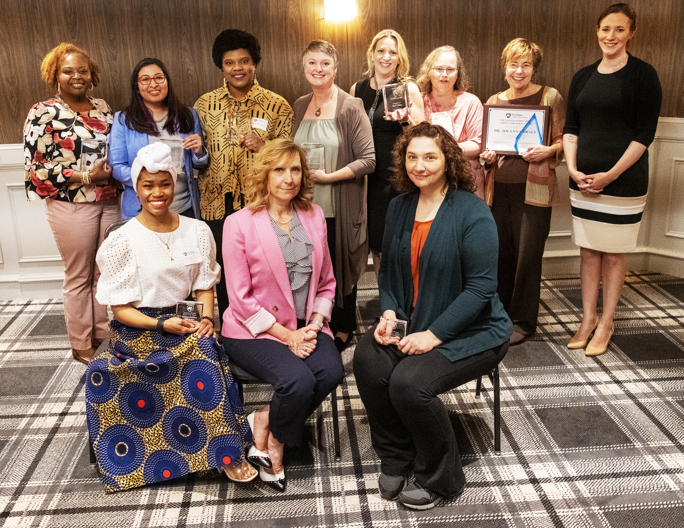 The College of Education faculty, staff and student award winners for 2022 pose together.