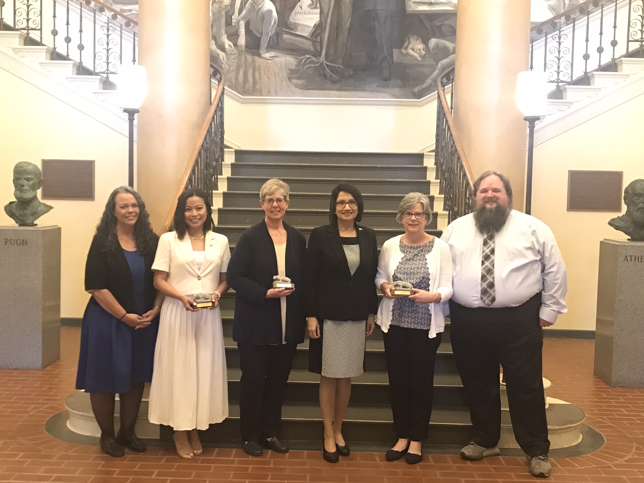 The three recipients of the 2022 USAC awards with USAC leadership and Penn State President Neeli Bendapudi