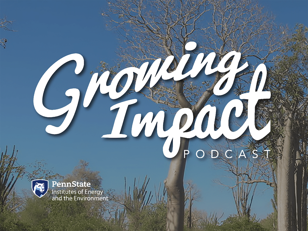 Growing Impact Podcast graphic with trees in the background