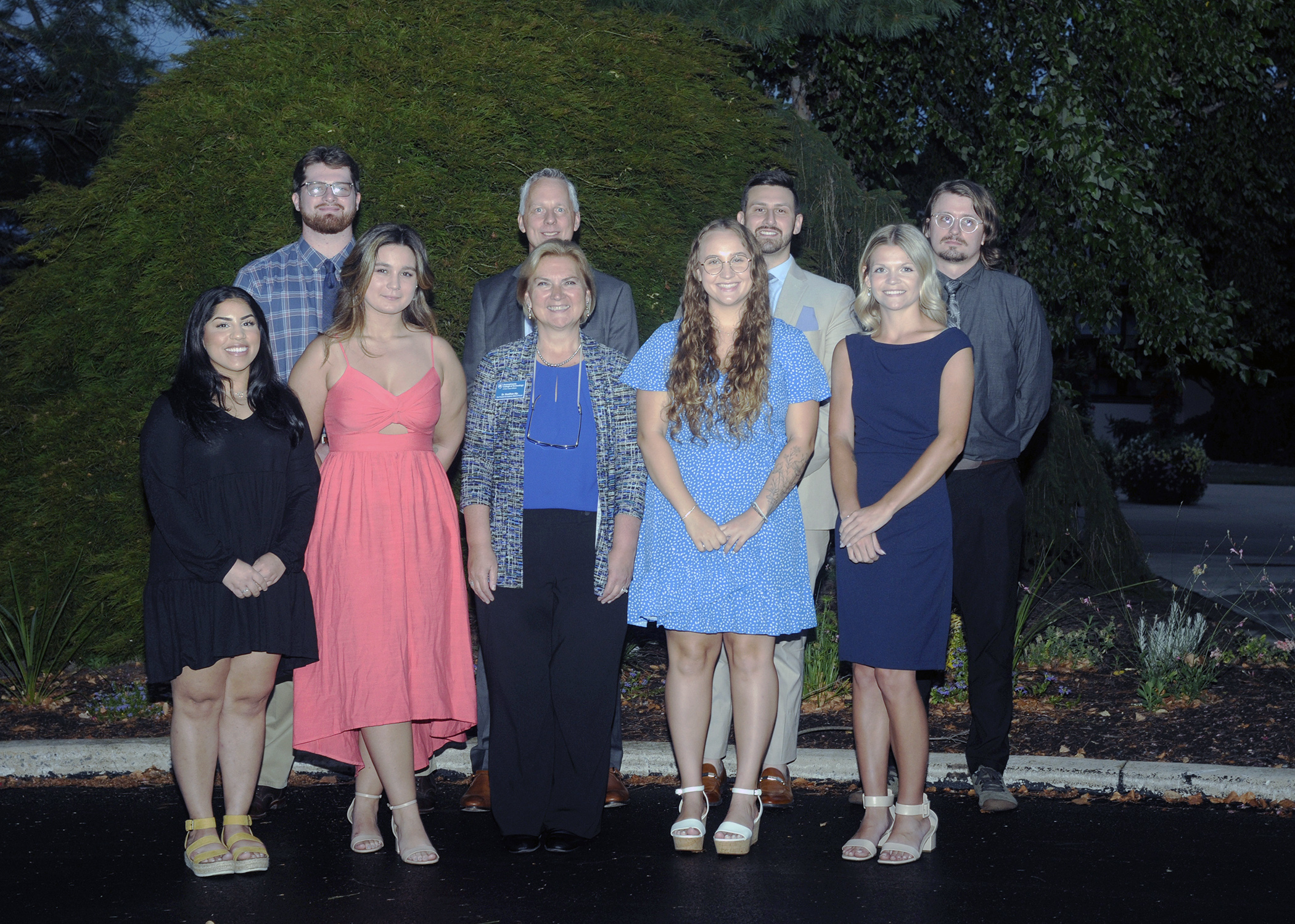 Seven recipients of commencement awards celebrated with Penn College administration, faculty and staff at a restaurant on the eve of their graduation.