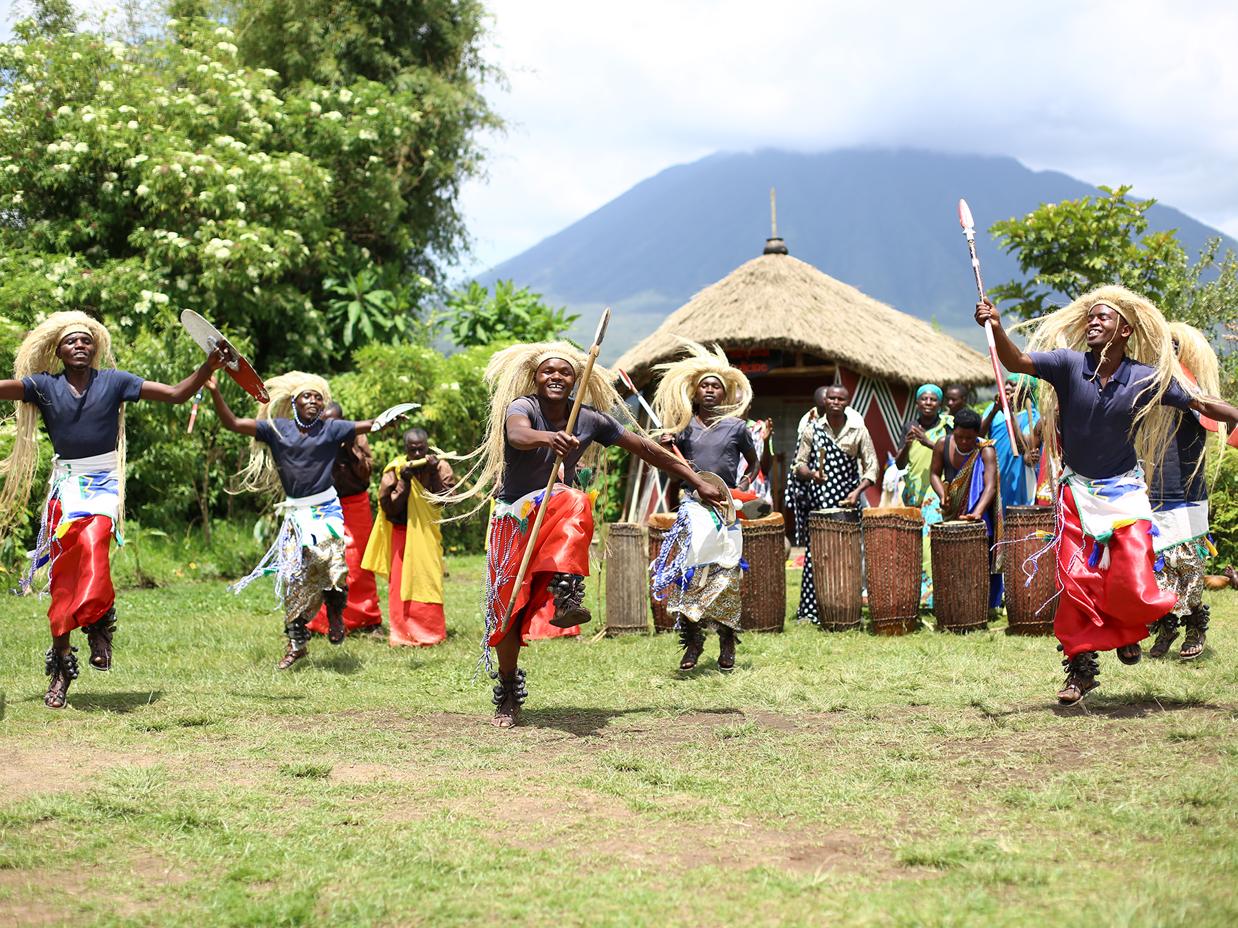 Members of an East African village doing a traditional dance.