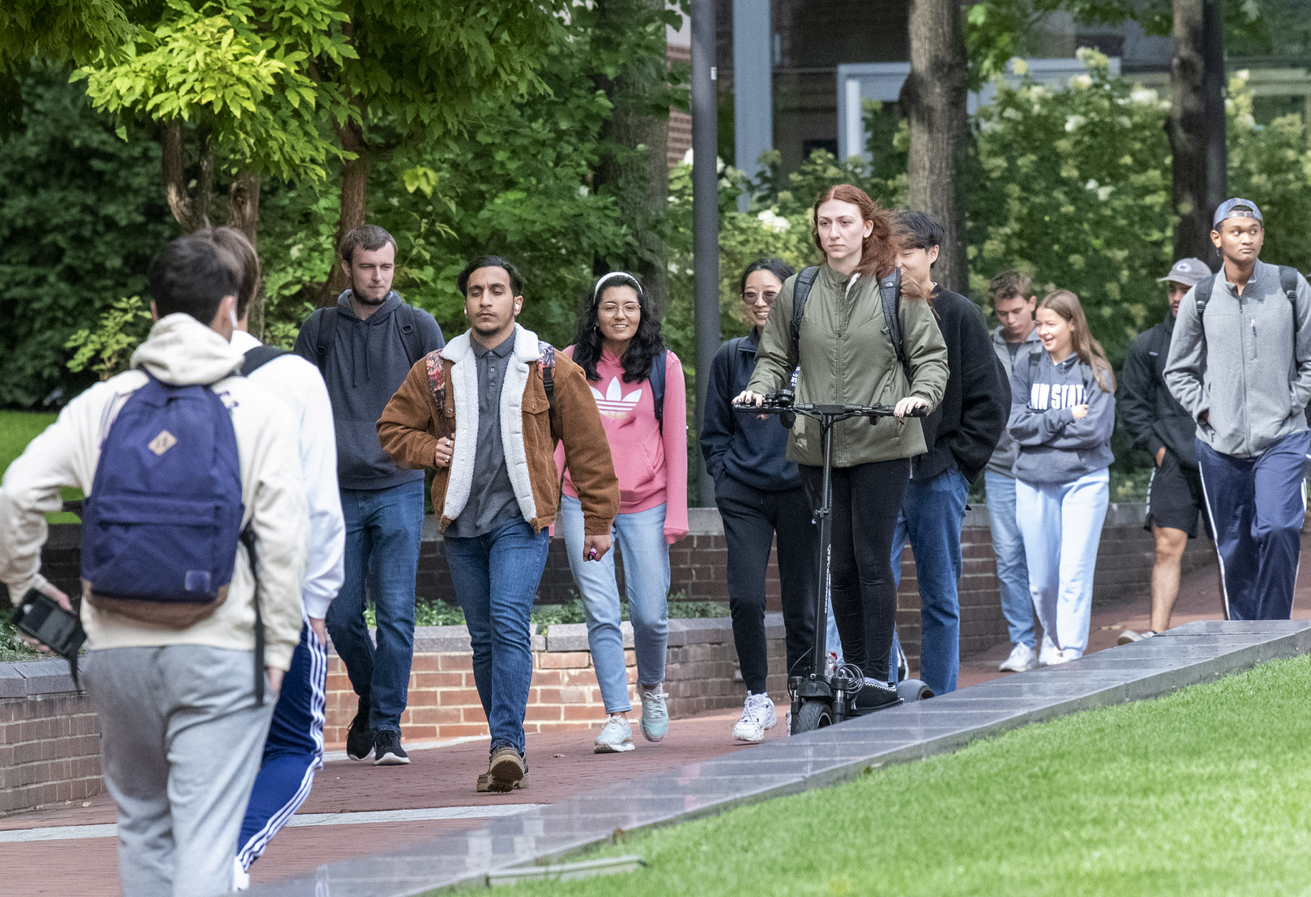 students walking near chemistry building