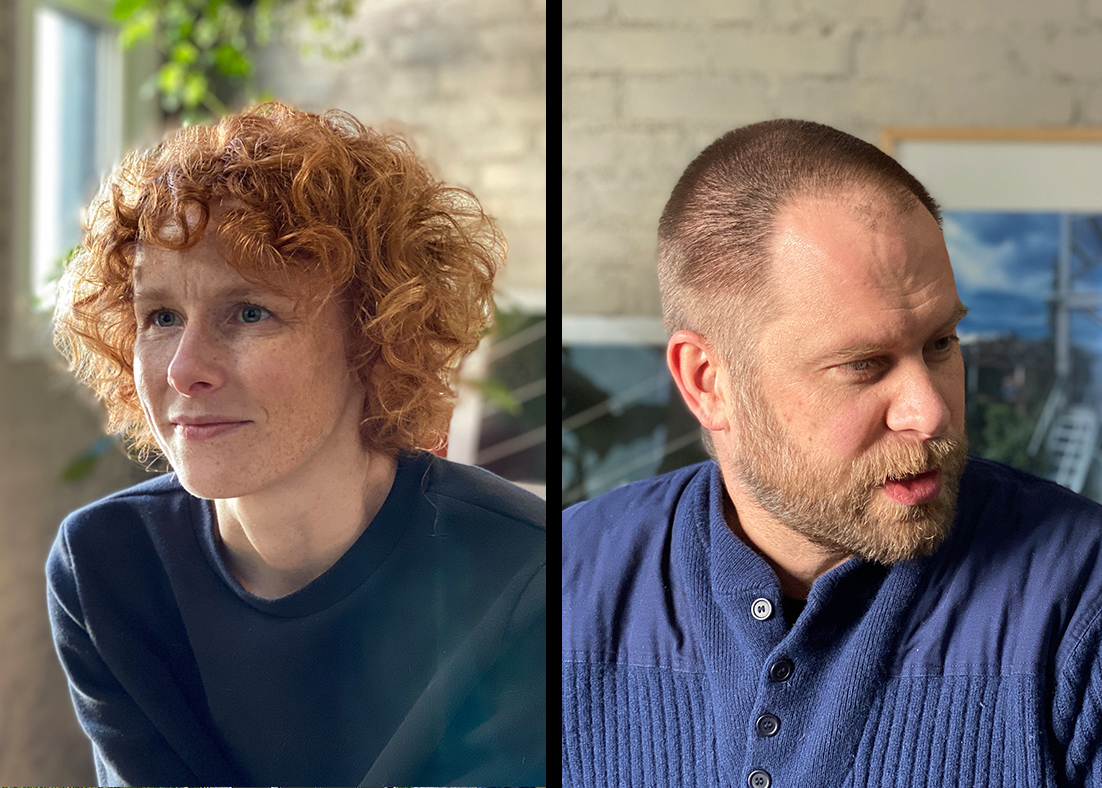 Headshots of Marie Law Adams at left and Dan Adams at right. 