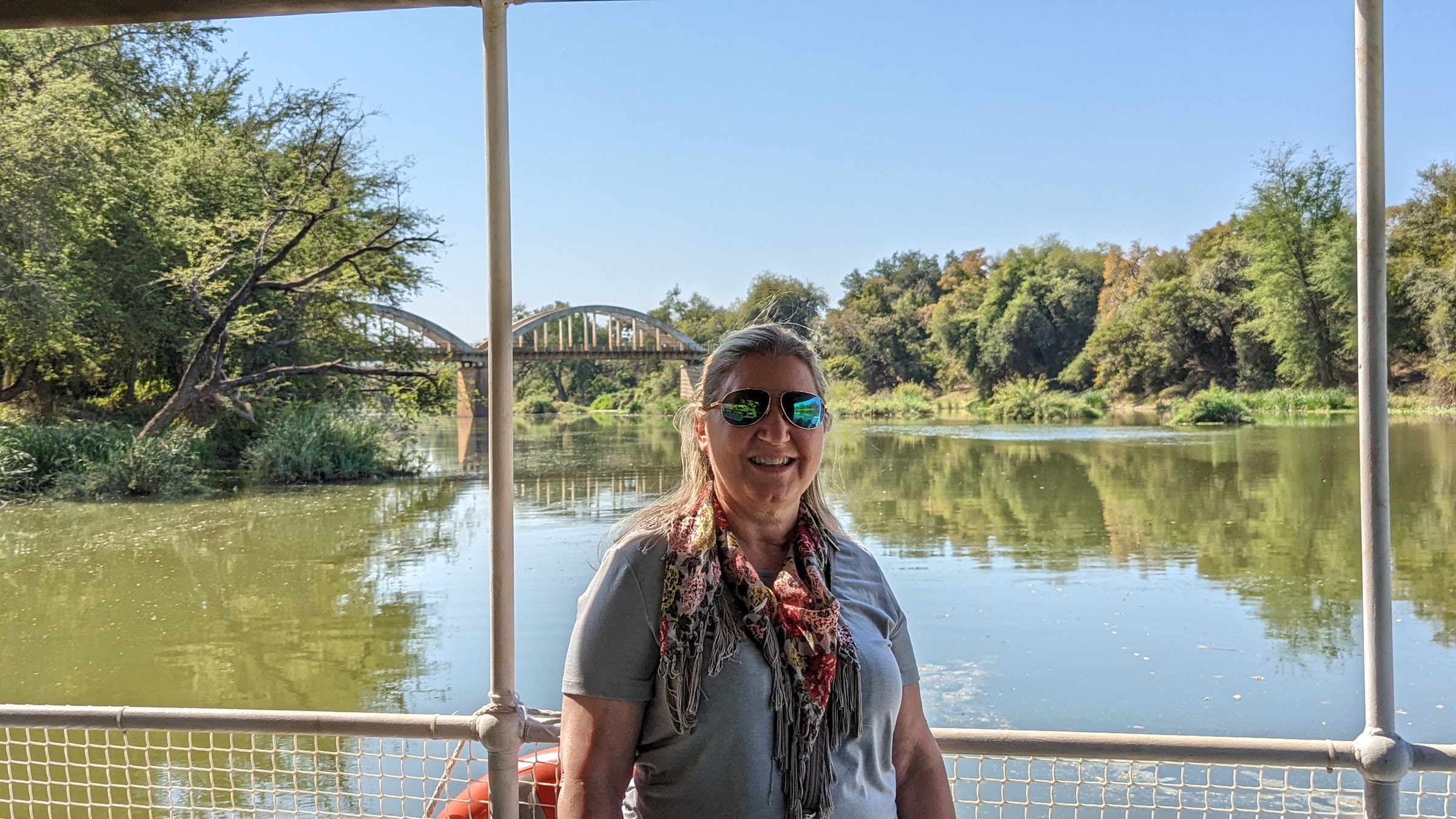 Anne posing in front of the Limpopo River in Botswana