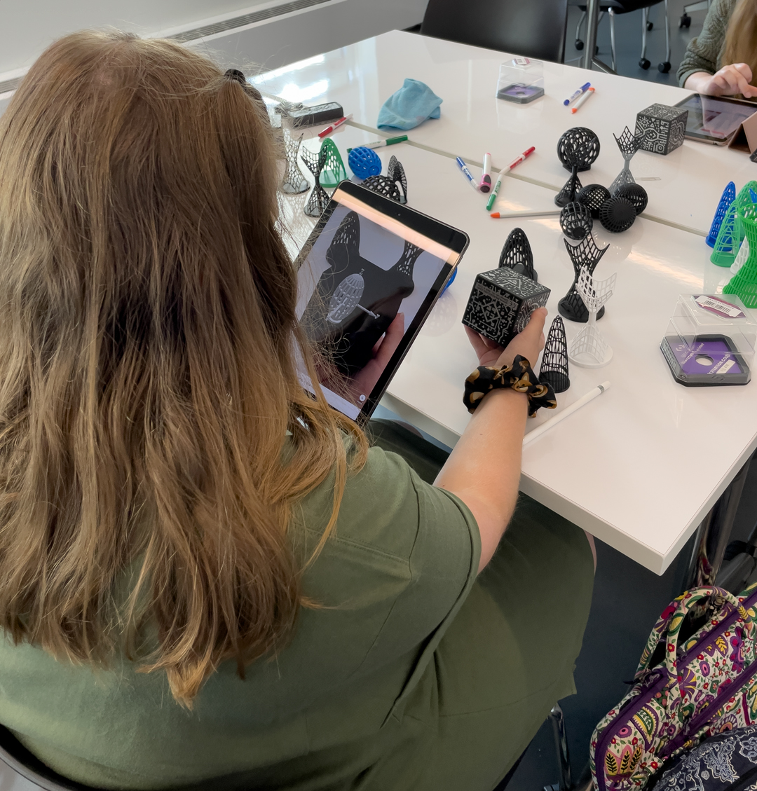 Student using iPad in math class