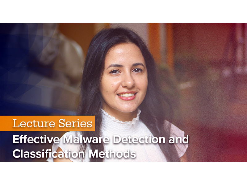 Headshot of Dima Rabadi with the text "Lecture Series: Effective Malware Detection and Classification Methods"