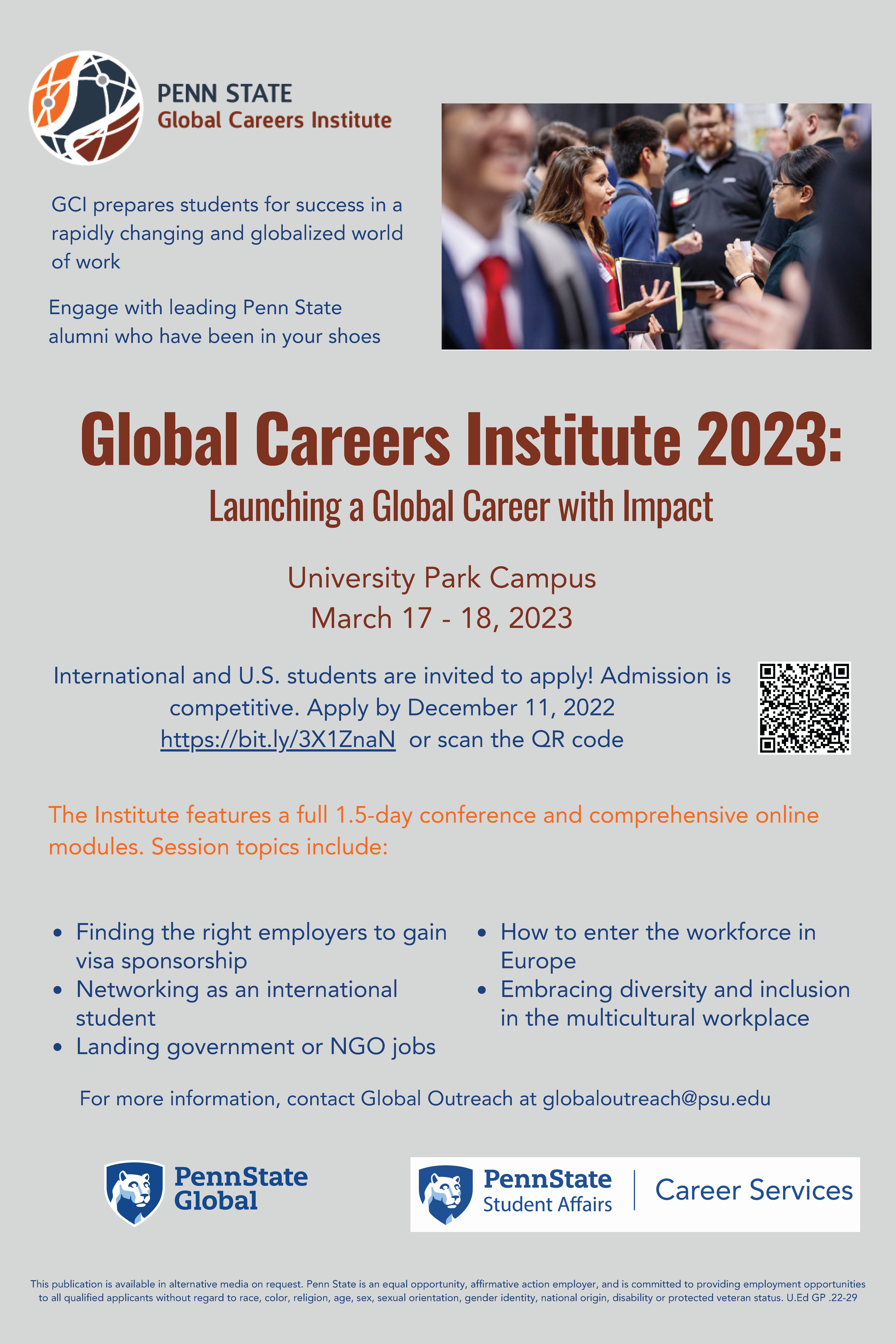 A flyer for the Global Careers Institute 