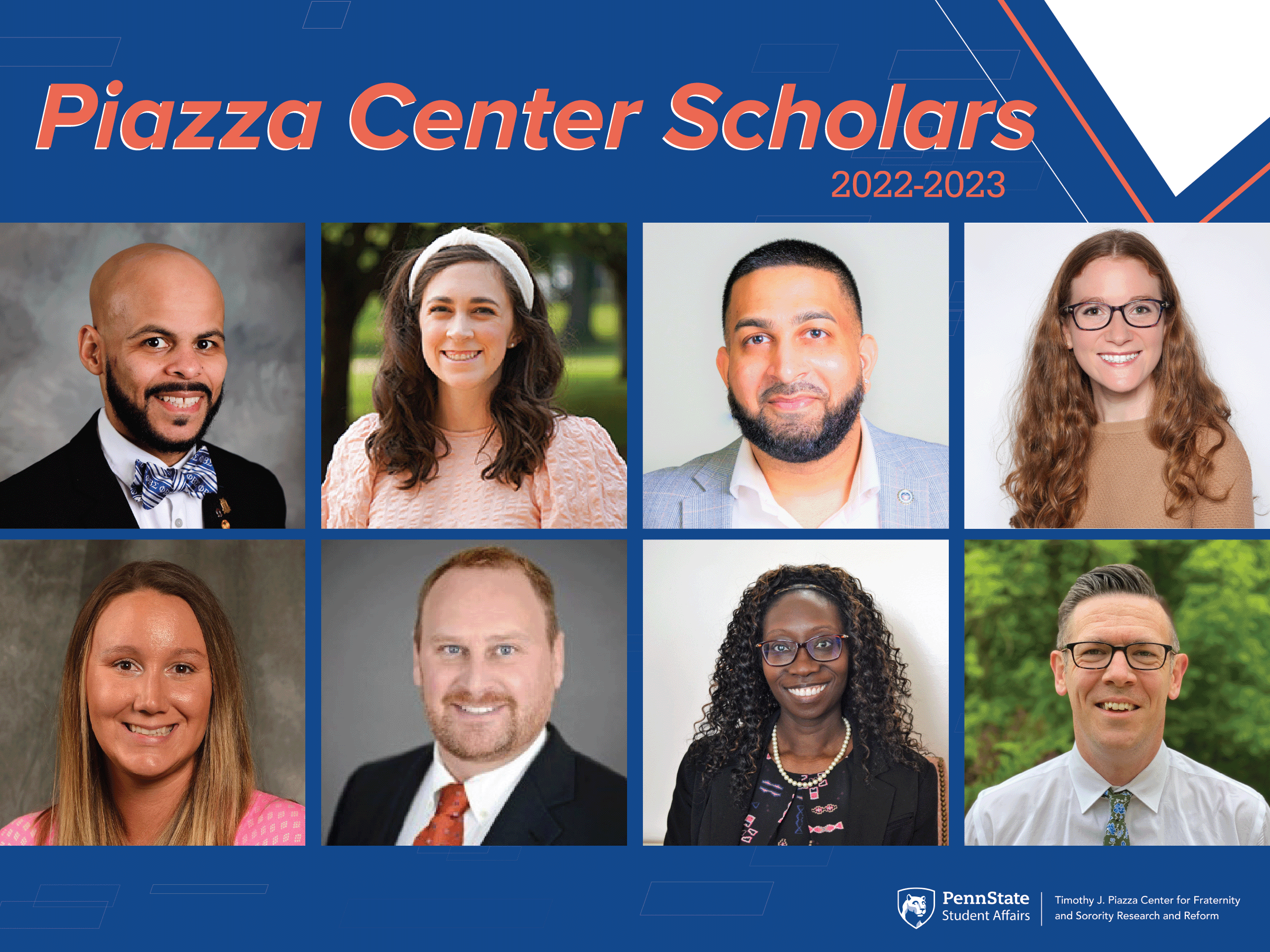 The eight Piazza Center Scholars for the 2022-2023 academic year