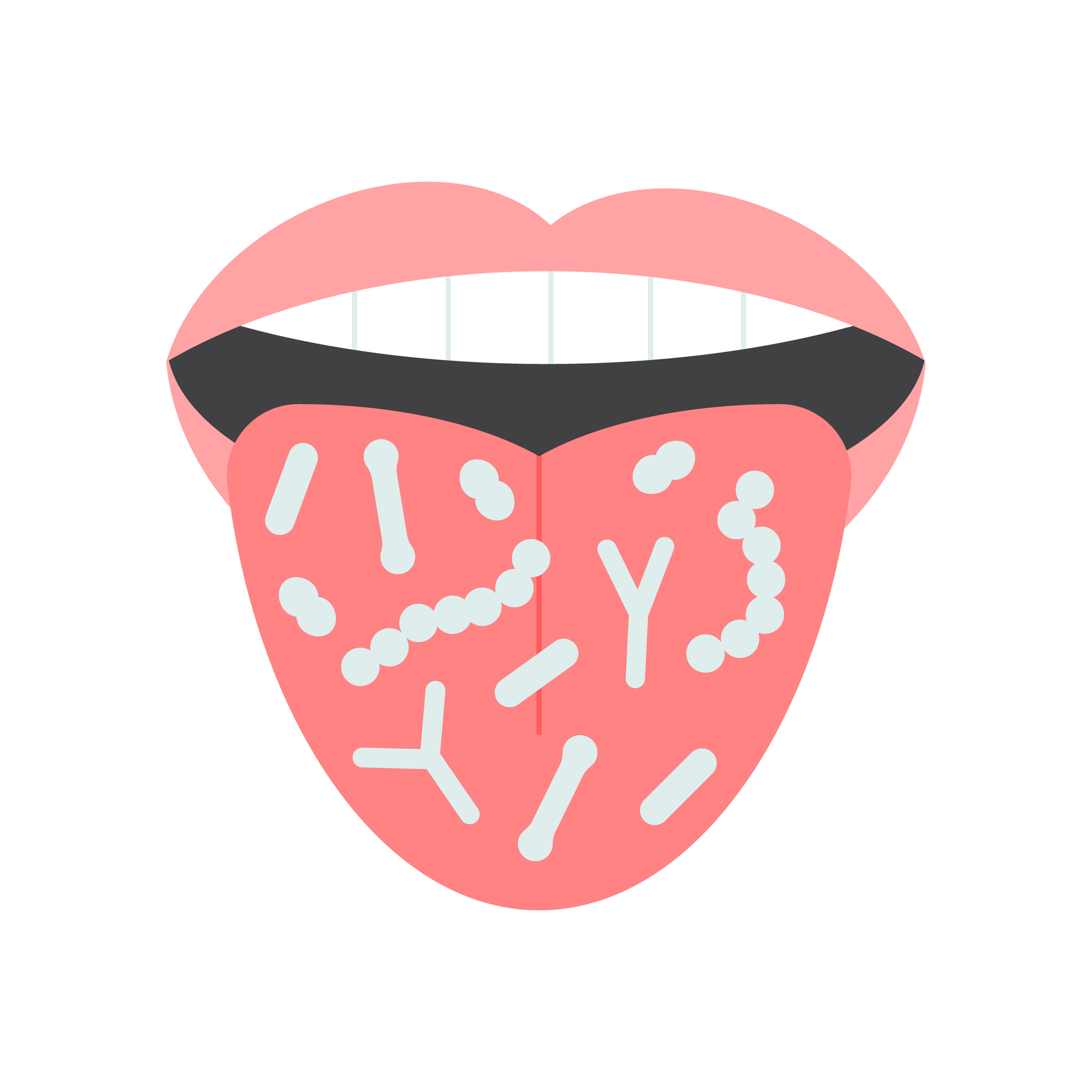 Illustration of tongue with microbes