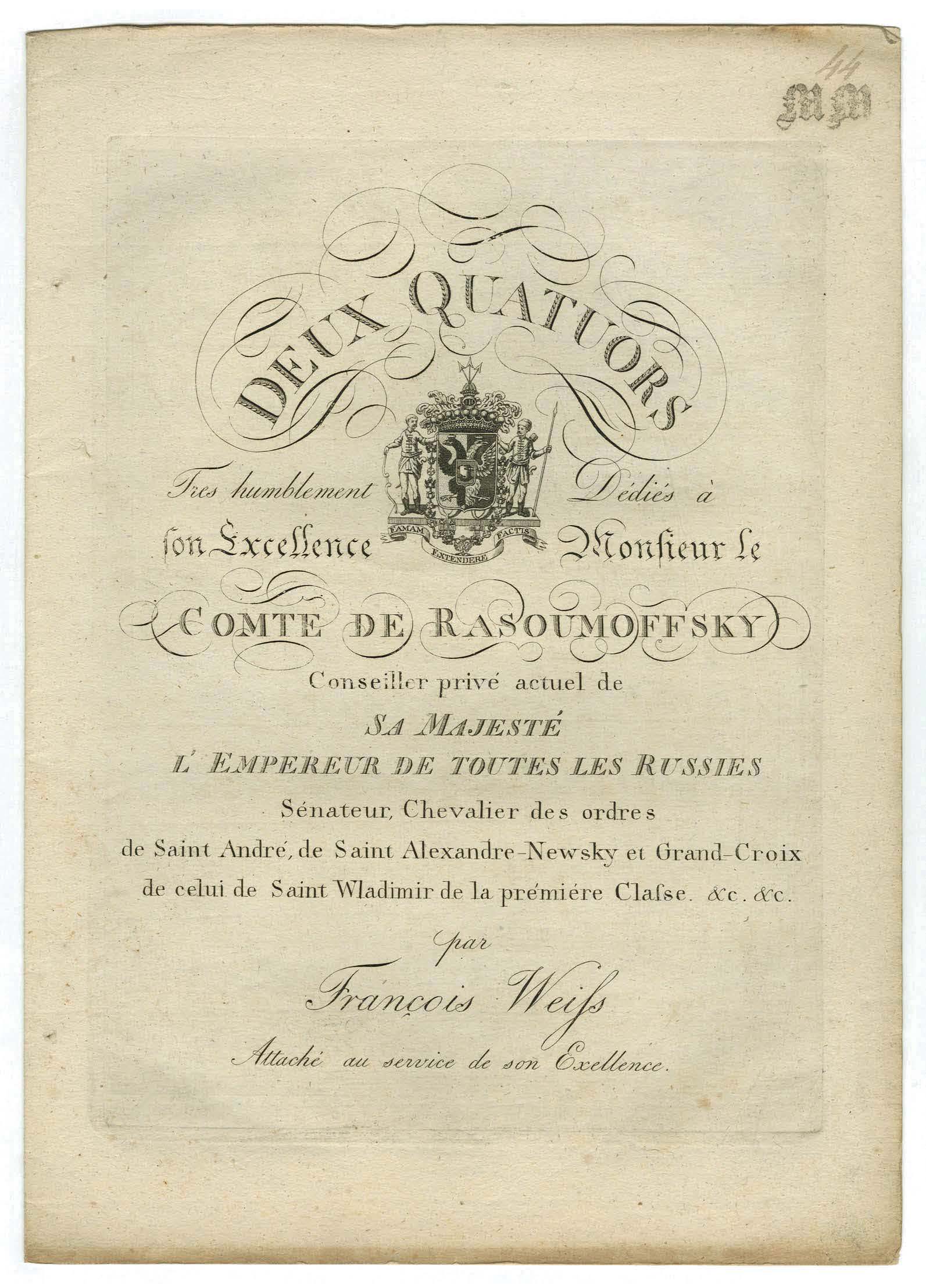 Cover page of 1813 quartets by Franz Weiss