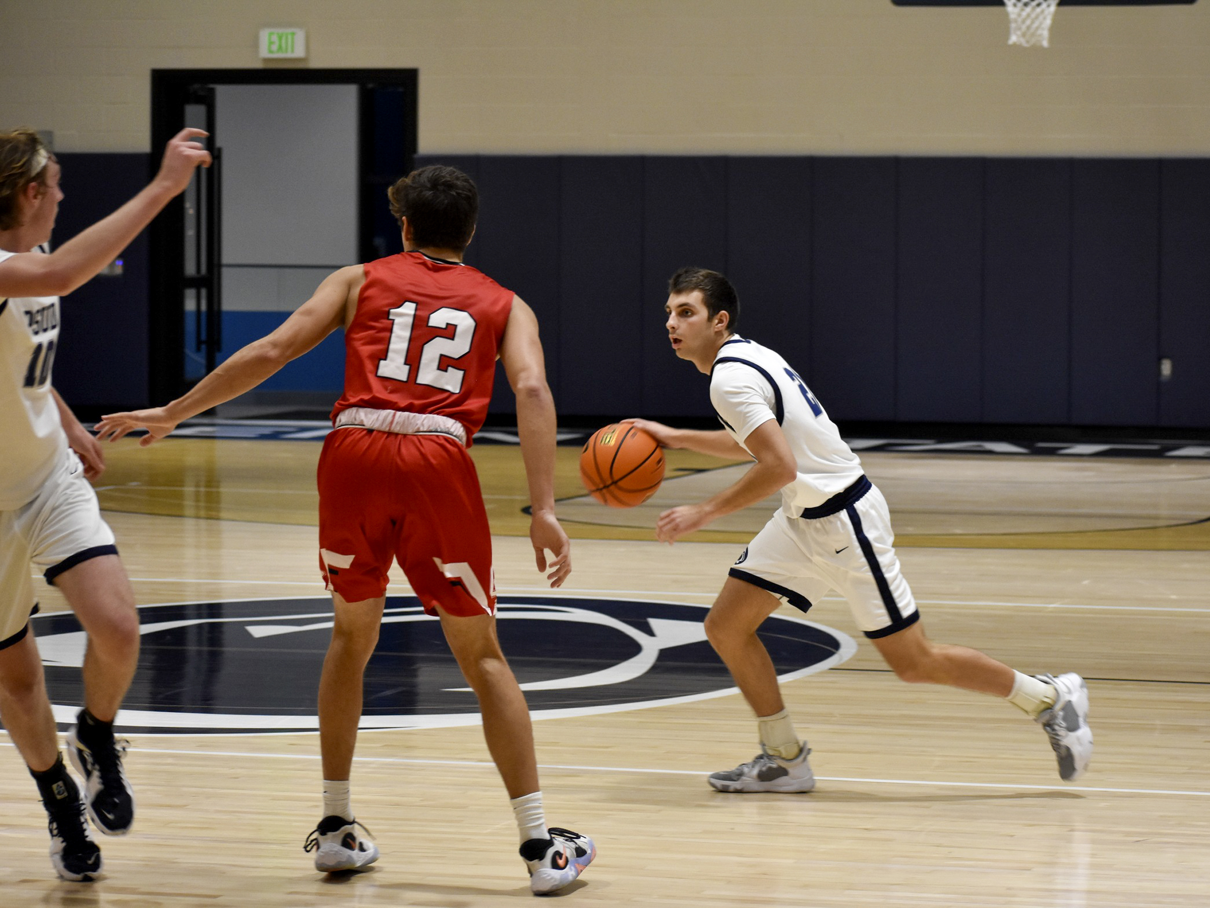 Penn State DuBois junior guard Carter Lindemuth controls the ball with his dribble during a recent game at the PAW Center