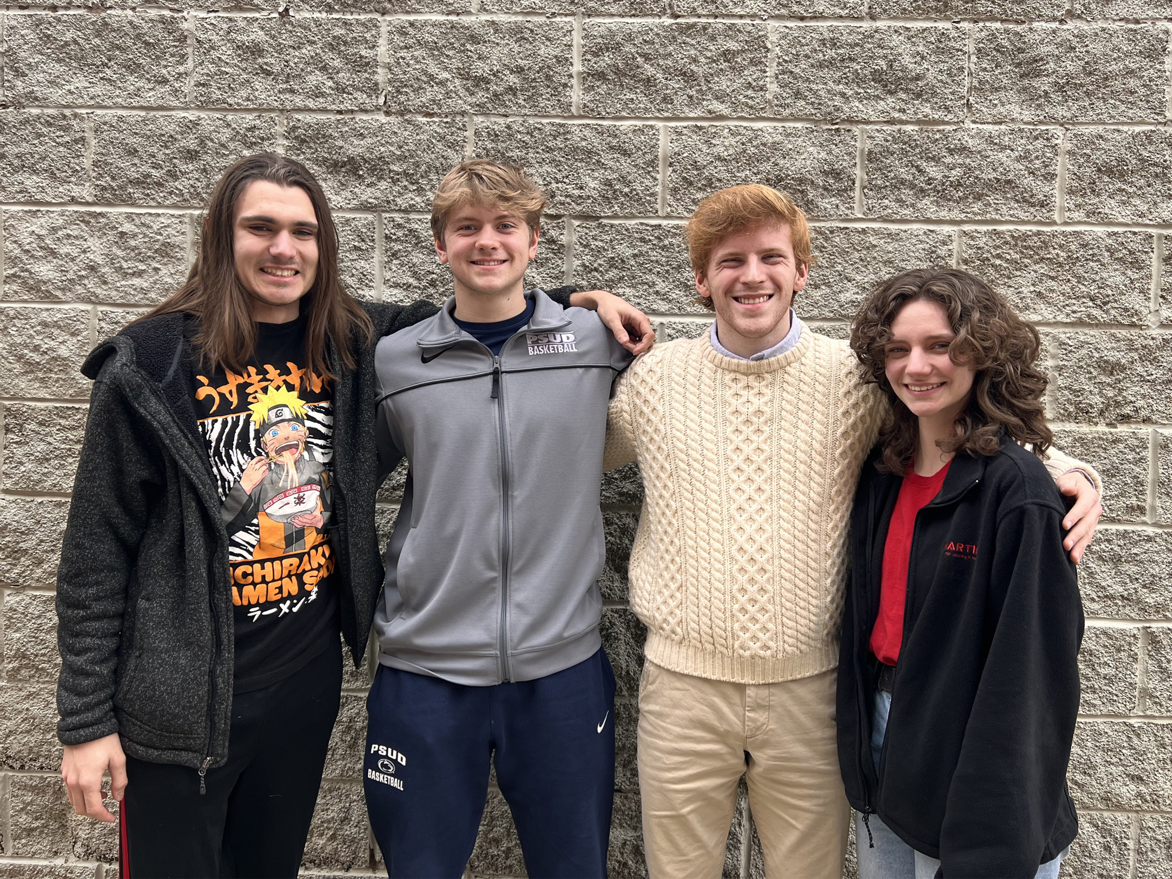 Penn State DuBois students Gaven Wolfgang, Jalen Kosko, Eamon Jamieson and Alicia Bryan, who will represent the campus at THON 2023