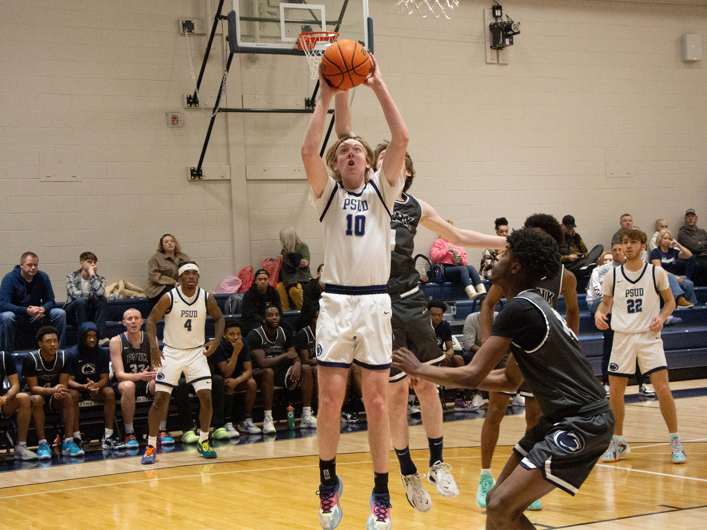 Penn State DuBois sophomore Beau Verdill puts up a shot from the paint during a recent home game at the PAW Center