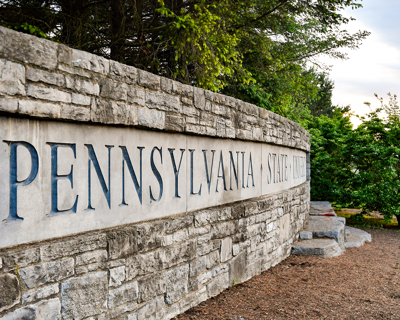 A rock sign that says "Pennsylvania State University."