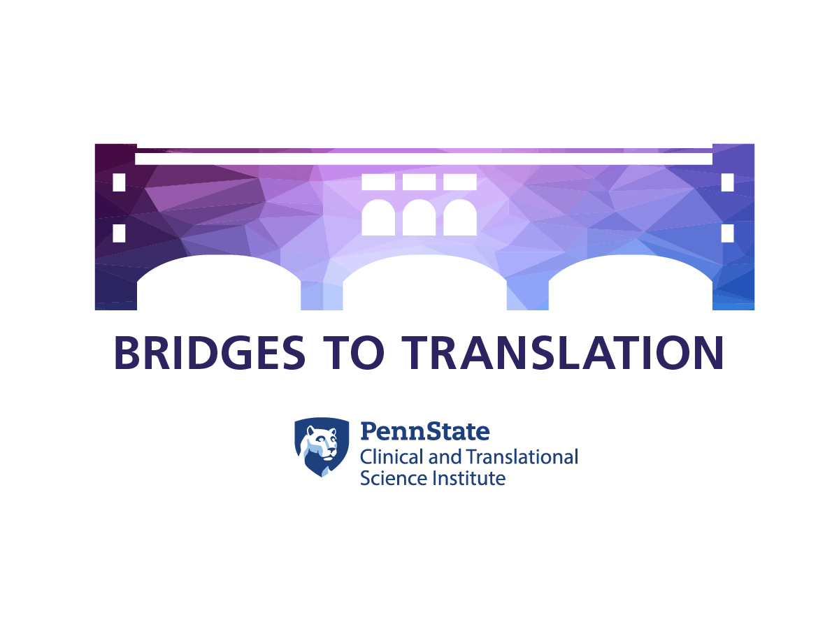 Underneath a graphical rendering of a bridge is the text "Bridges to Translation," with Penn State Clinical and Translational Science Institute's logo beneath it. 