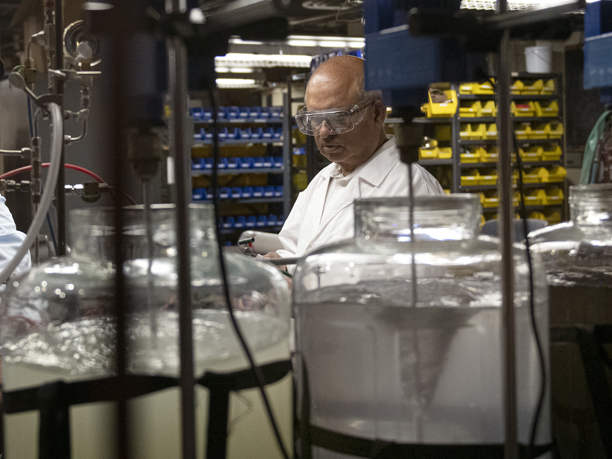 Sarma Pisupati working in a lab at Penn State's University Park campus.