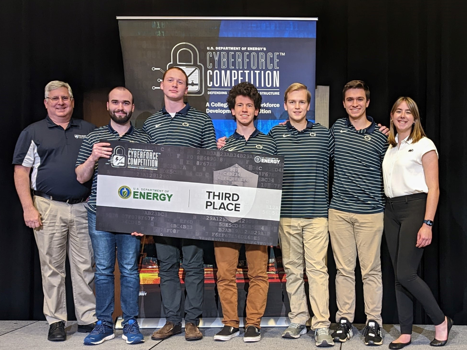 Penn State's CyberForce team poses with their award check