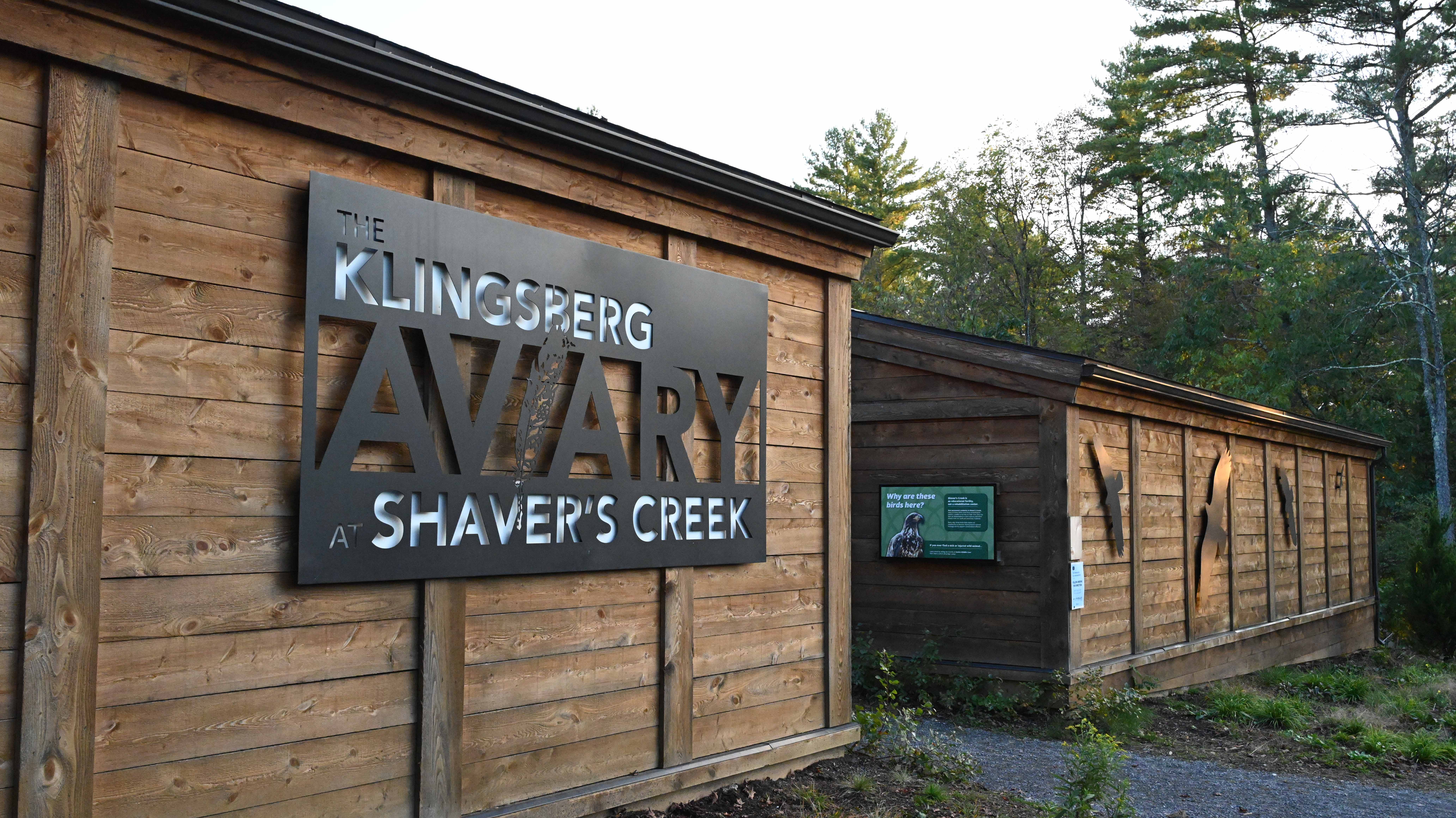 Outside shot of aviary where raptors live at Shaver's Creek