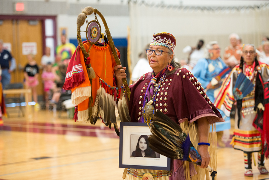 An elder Native American dance moves onto the dance floor