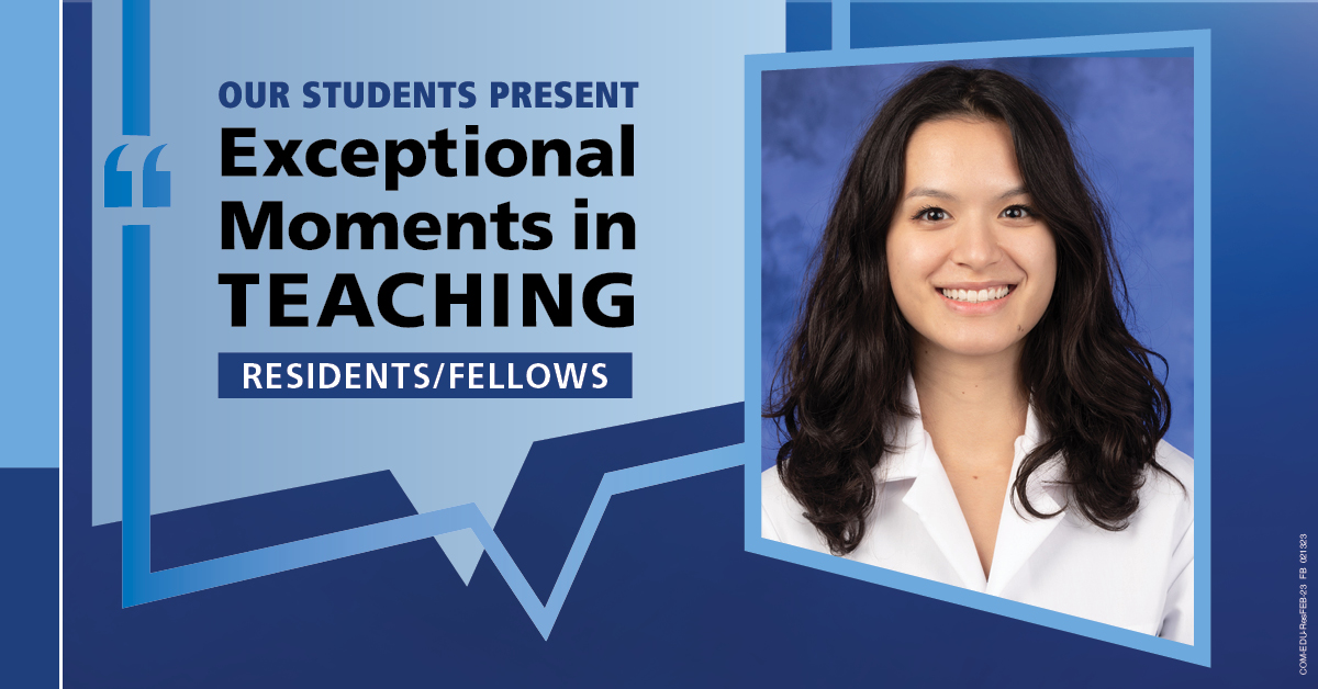 A headshot of Dr. Halina Yee next to a graphic that reads "Our students present Exceptional Moments in Teaching"