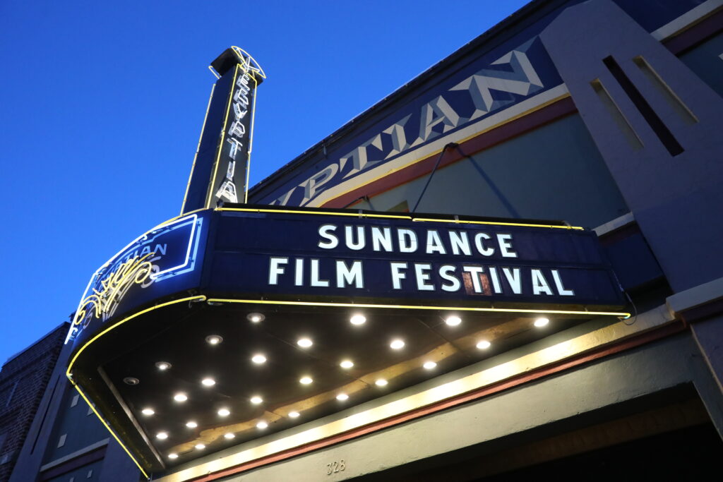 Theater marquee sign for Sundance Film Festival