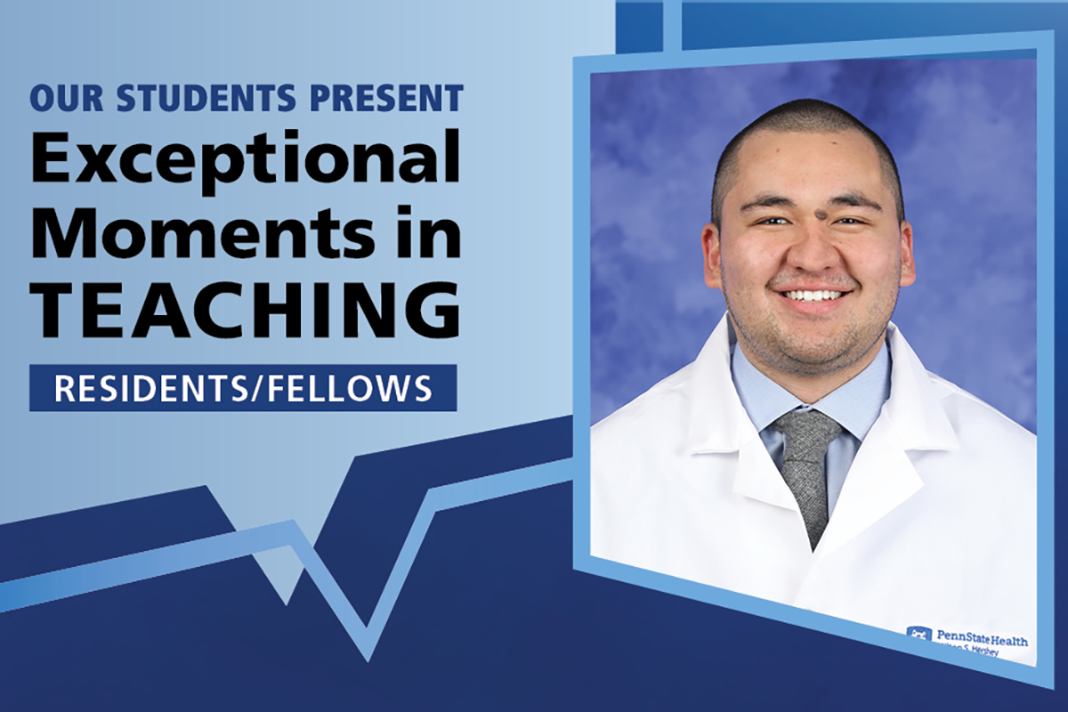 A headshot photo of Dr. Chanju Fritch next to a graphic reading "Our students present Exceptional Moments in Teaching: Residents/Fellows"
