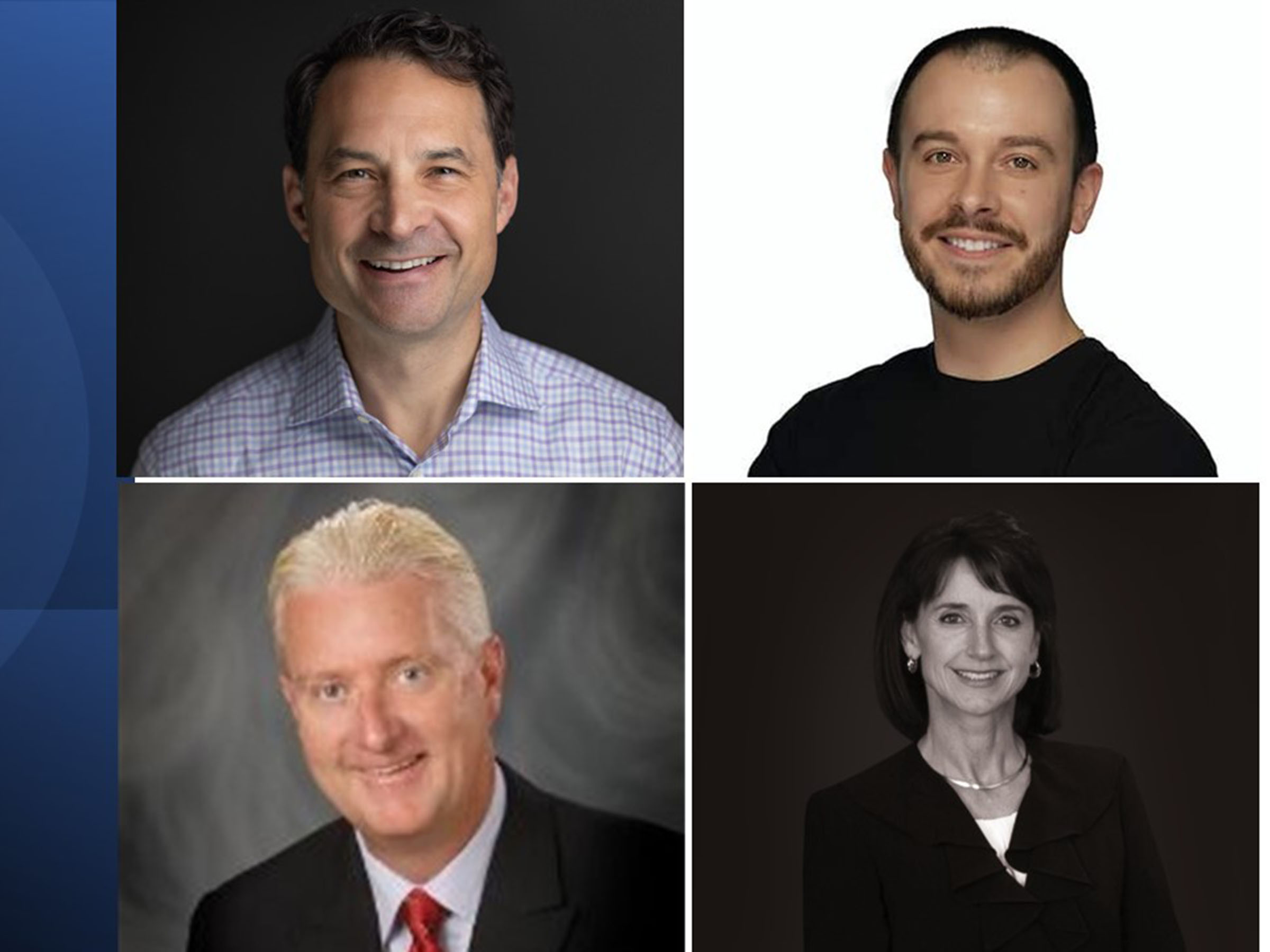 four headshots of panel members for FBA anniversary event