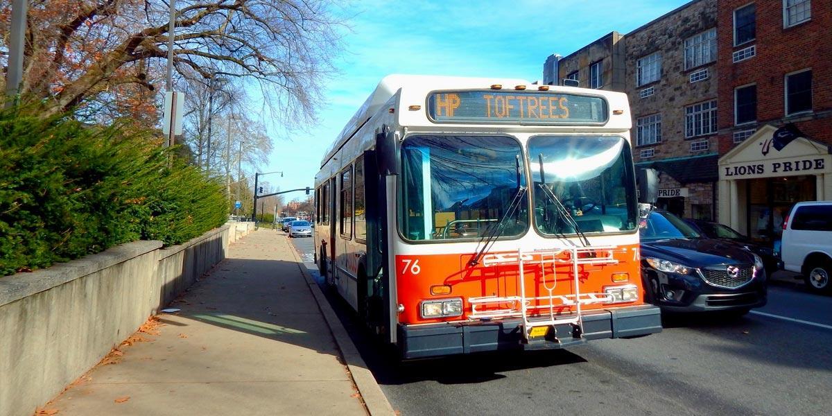 Picture of CATA community bus at the Allen Street bus stop.