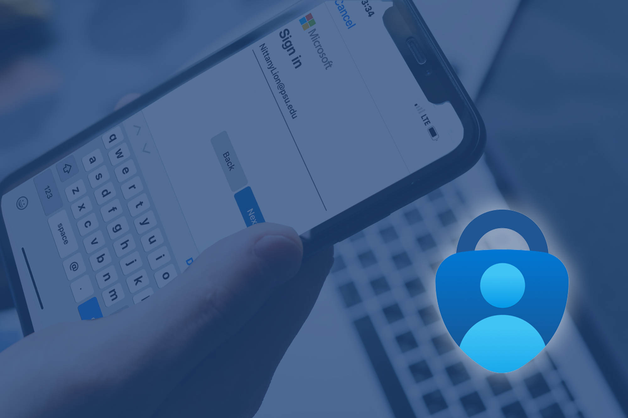 Penn State Sign In in cellphone screen with Microsoft Authenticator logo