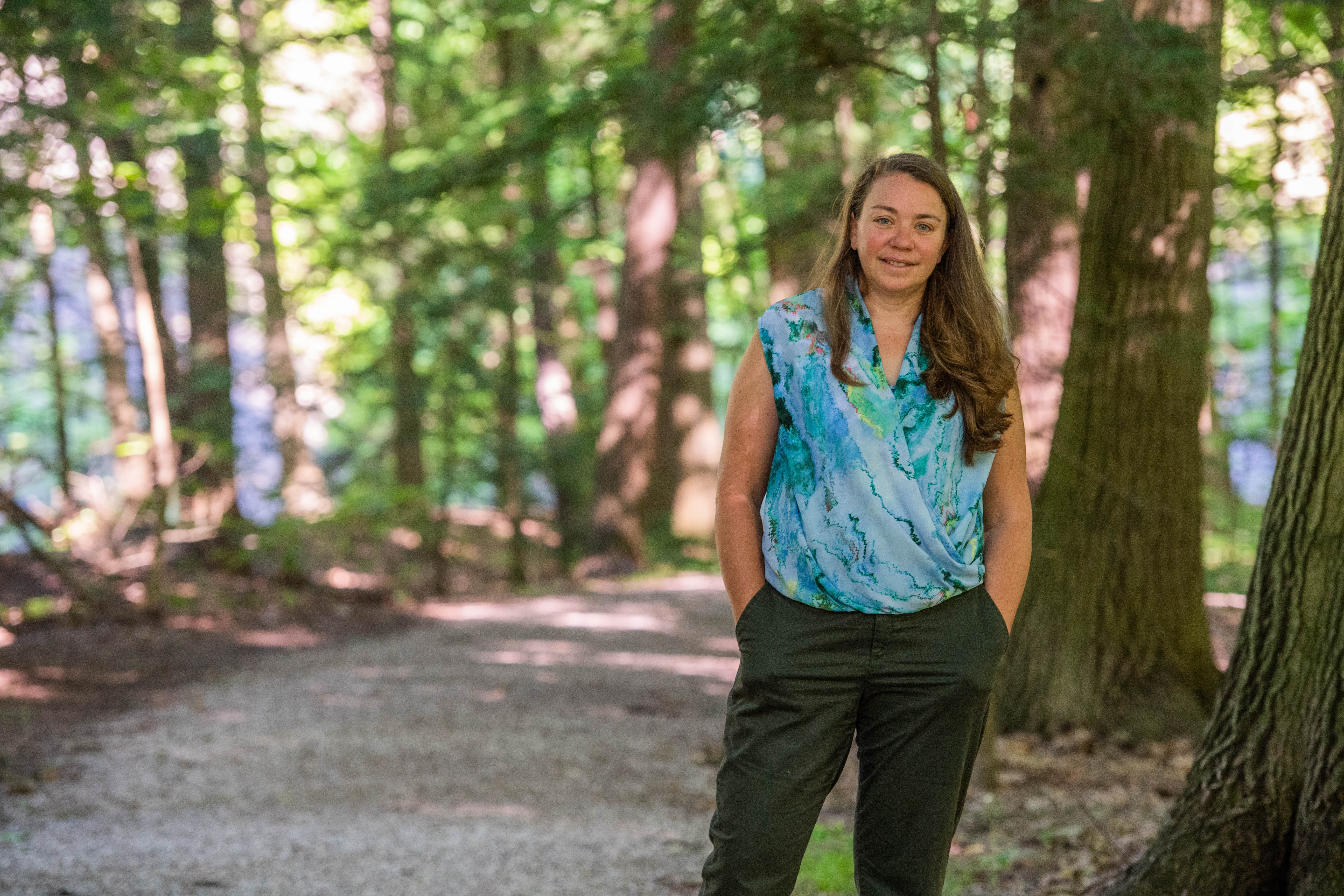 Sam Mason, director of sustainability at Penn State Behrend, poses in Wintergreen Gorge.