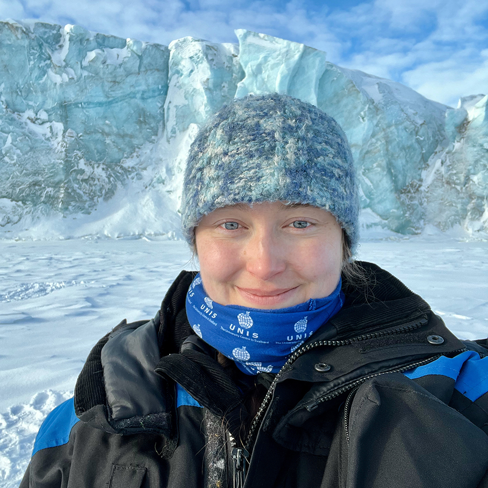 A photo of Sierra Melton from the glacier Königsbergbreen in Svalbard.