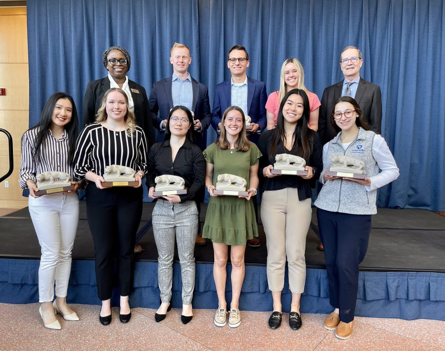 A photo of nine Smeal Senior Award winners, along with Felisa Higgins and Charles H. Whiteman