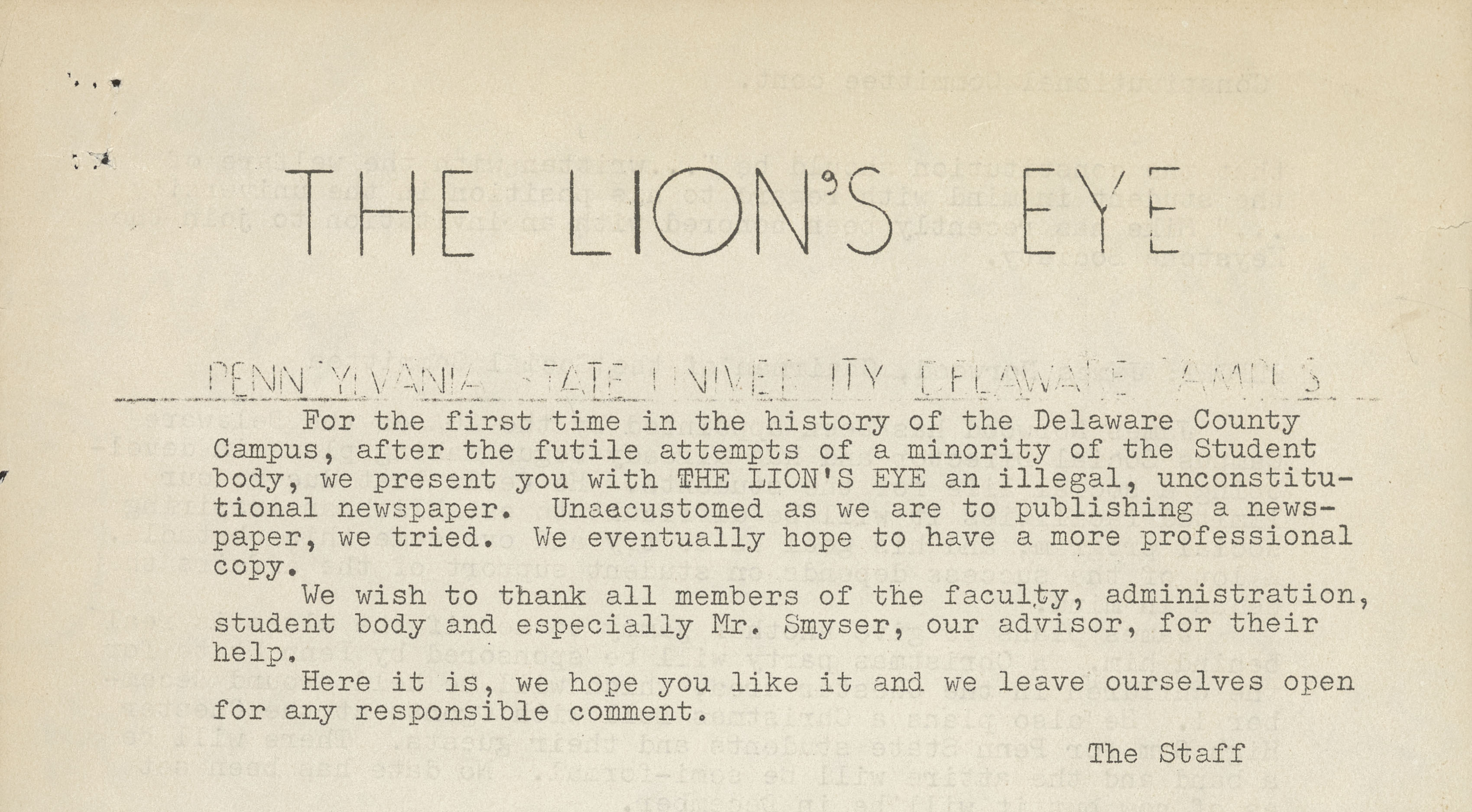 first lion's eye publication from 1967