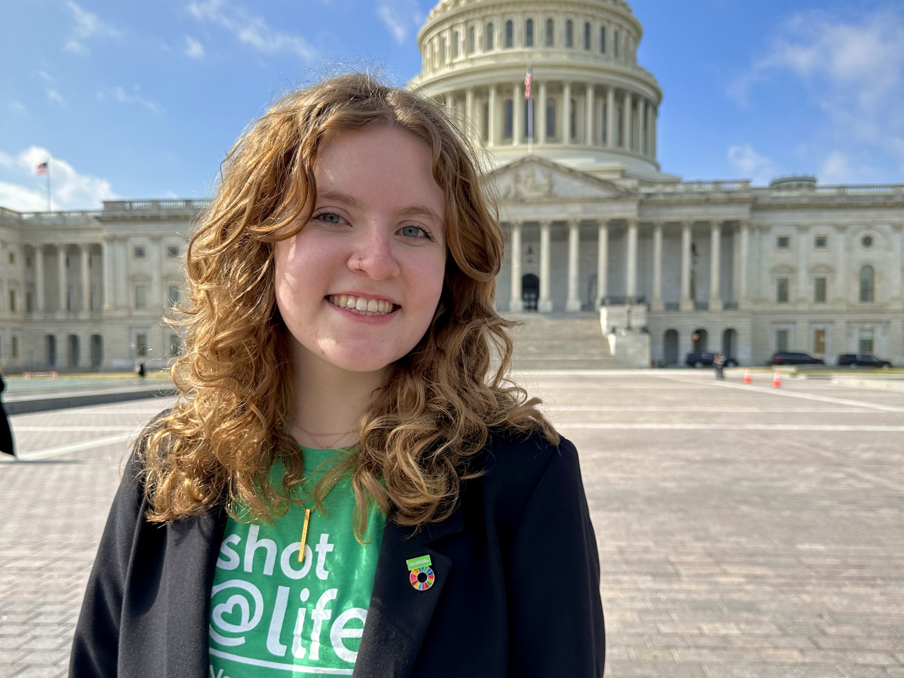 Natalie Meriwether standing in front of the U.S. Capitol Building