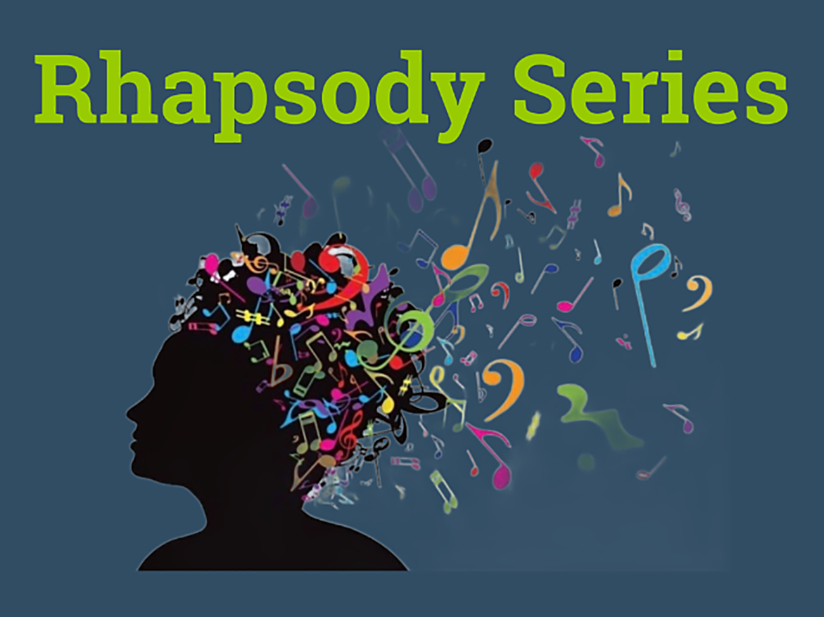 Rhapsody Series Banner showing the silhouette of a person with musical notes all around their head