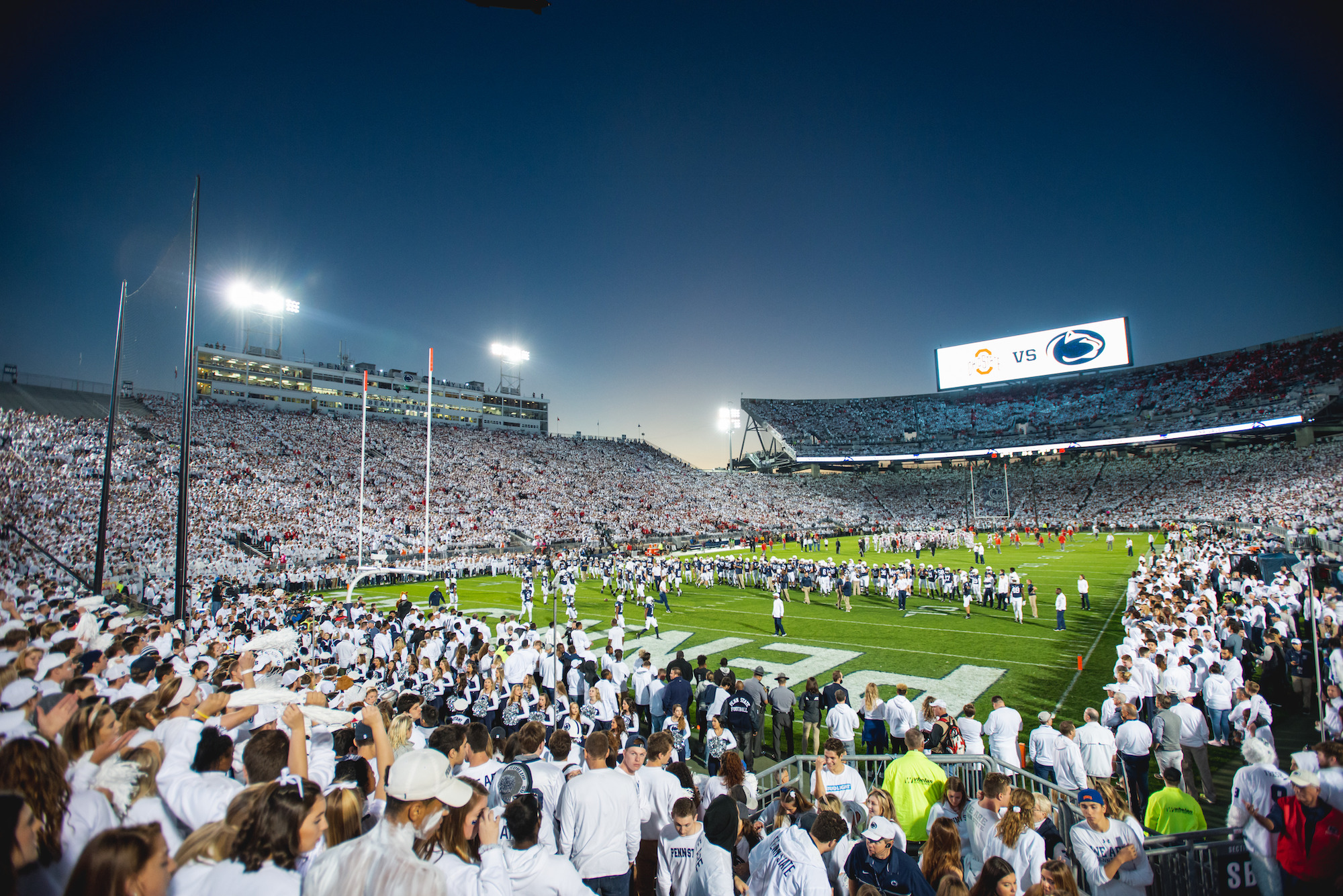 Inside Beaver Stadium for a Penn State White Out football game. 